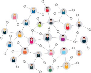 Social network scheme, which contains people connected to each other.